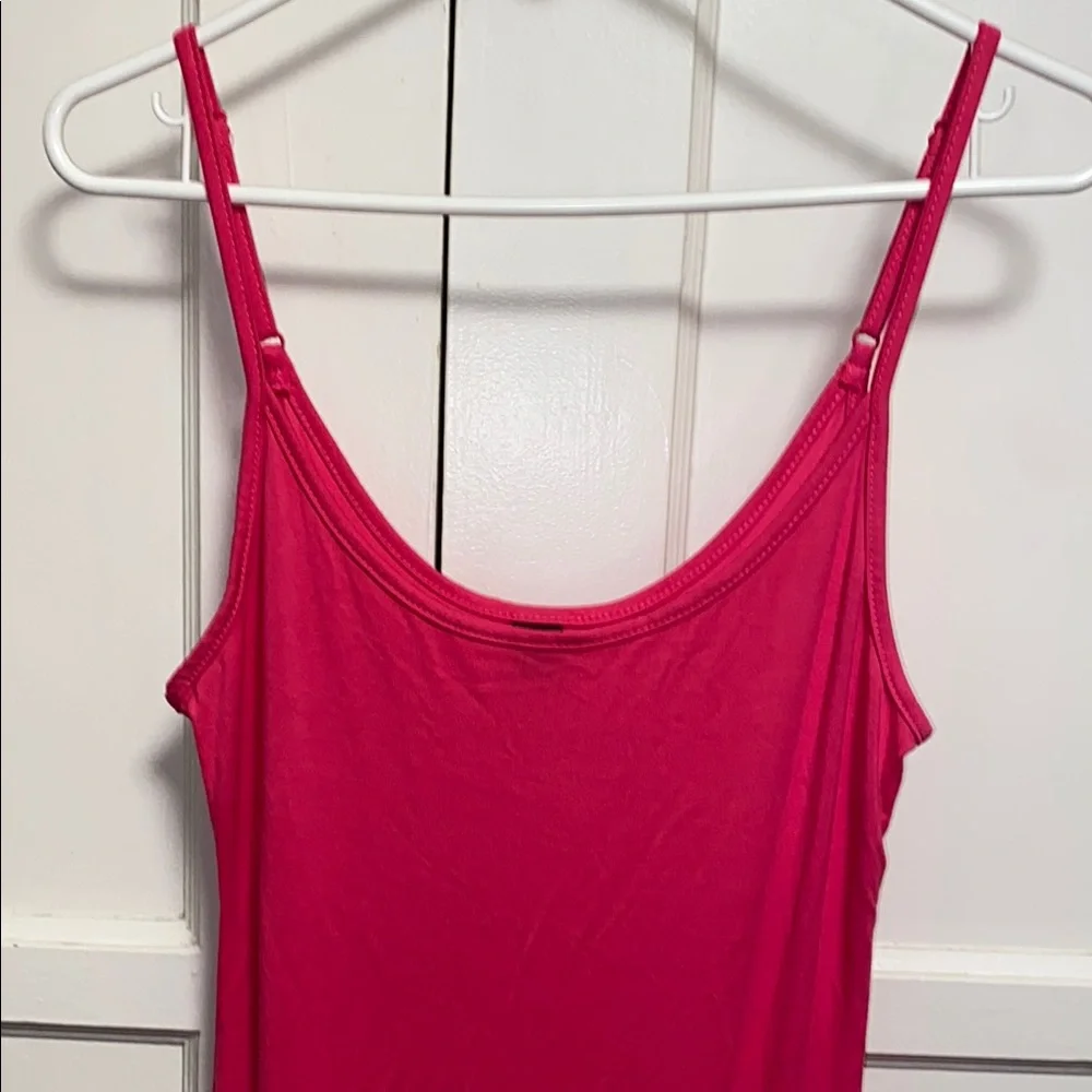 SHEIN BASICS Medium Pink Solid Form Fitted Slip Dress - Picture 6 of 10
